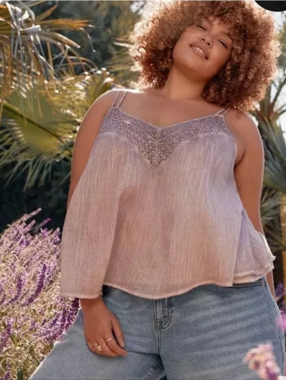 NWT torrid Mauve Crochet-Trim Double Strap Camisole